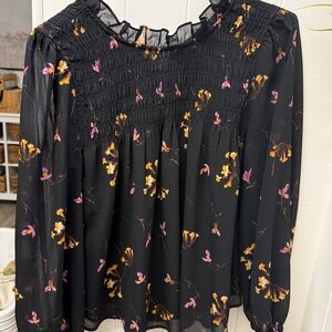 Floral Black Blouse- Madewell